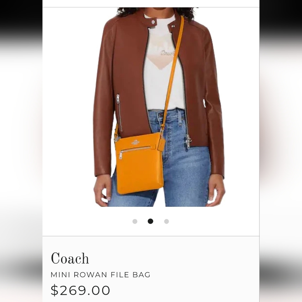 Coach NWOT Papaya Orange Leather Mini Rowan File Crossbody Bag Purse - Picture 17 of 17
